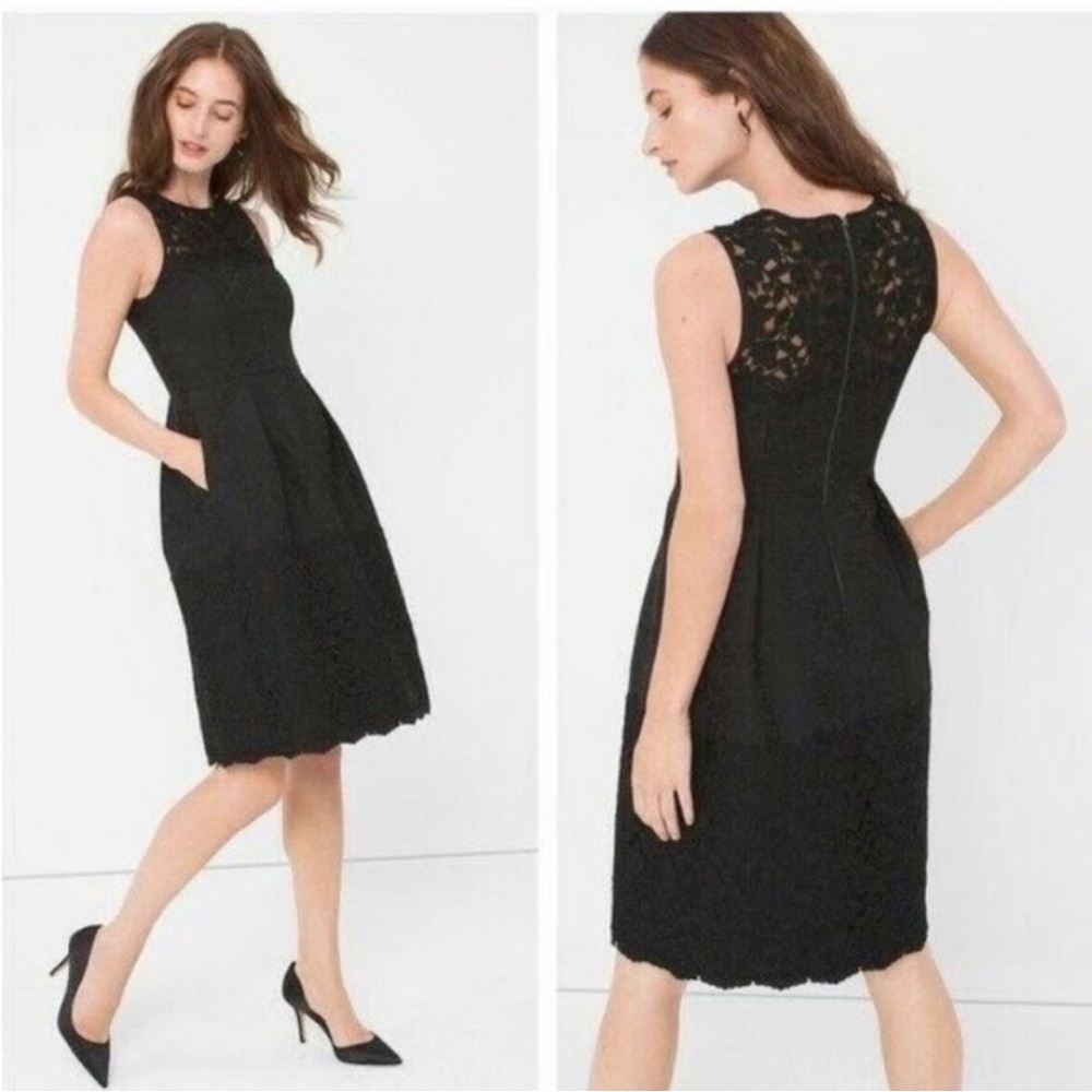 White House Black Market Black Floral Lace Dress